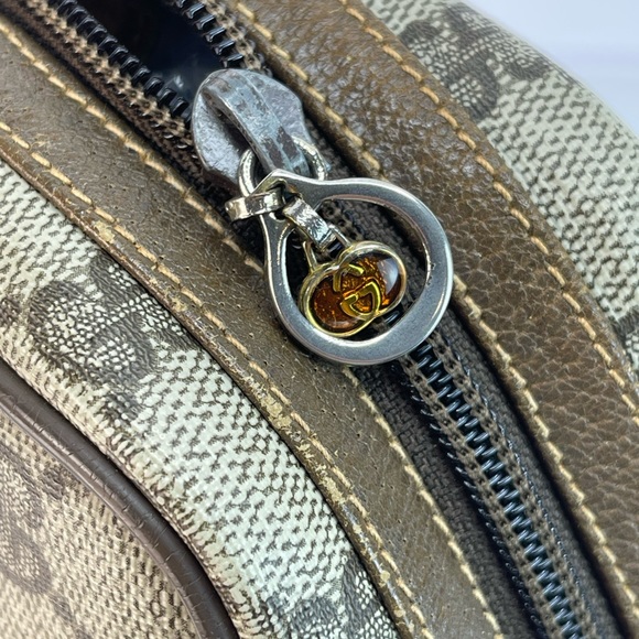 GUCCI Vintage GG Web PVC Canvas Leather Brown Clutch Toiletry Bag - Picture 8 of 12